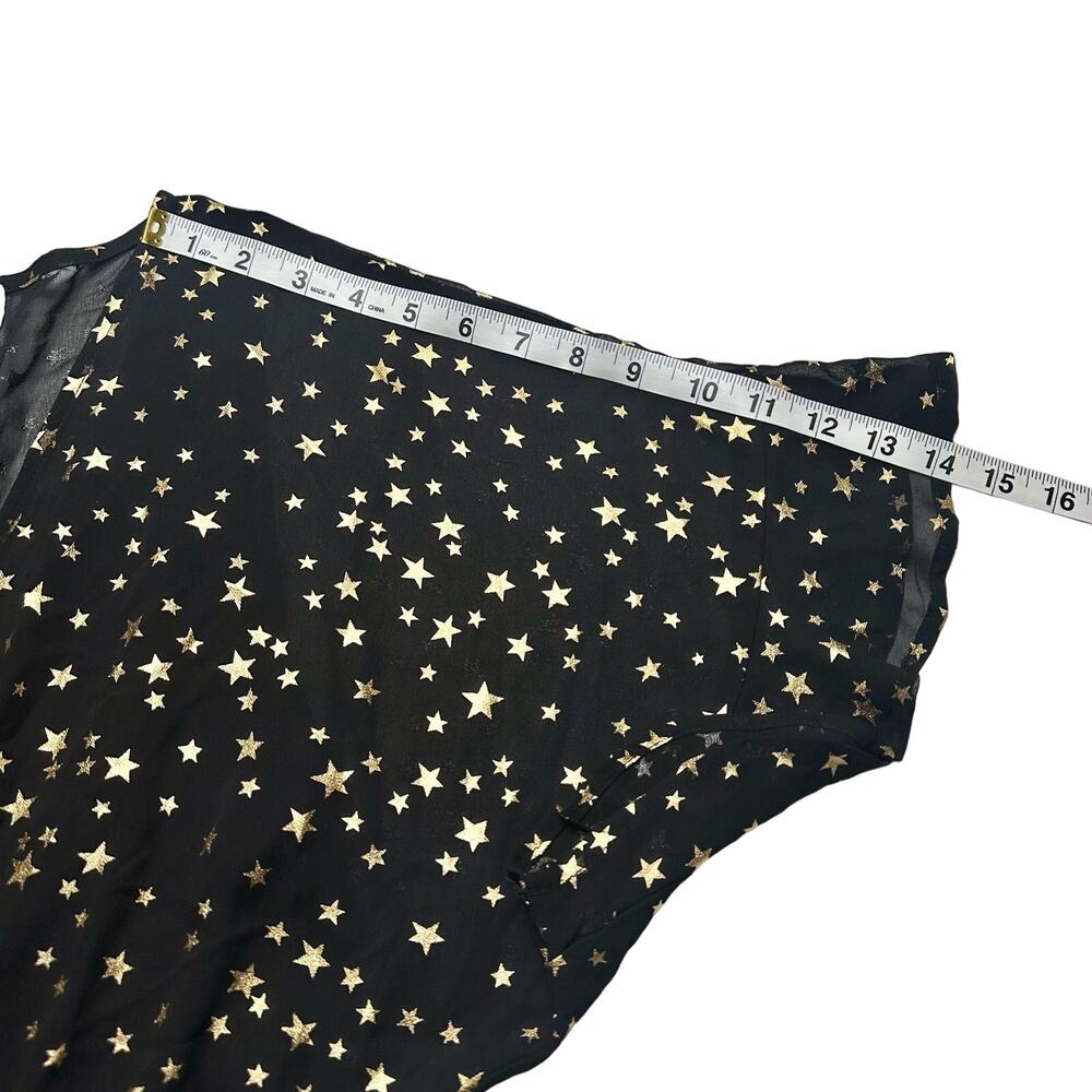 If By Sea Los Angeles | Women | Black Ruffle Gold Star Print Romper | Medium - Picture 5 of 14